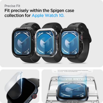 Spigen EliteShield EZ Fit Hybrid Glass Protector 2 Pack - 2 броя хибридни защитни покрития за дисплея на Apple Watch 10 42мм (2024) (прозрачен) 12