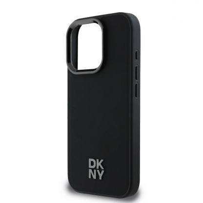 DKNY PU Leather Stack Logo Magsafe Leather Hard Case - дизайнерски кожен кейс с MagSafe за iPhone 16 Pro (черен) 4