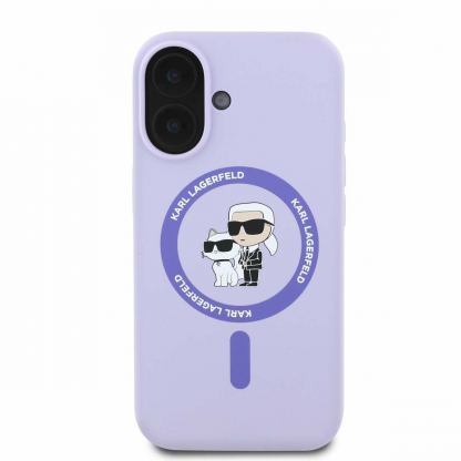 Karl Lagerfeld Liquid Silicone Karl and Choupette MagSafe Case - дизайнерски силиконов кейс с MagSafe за iPhone 16 (розов) 2