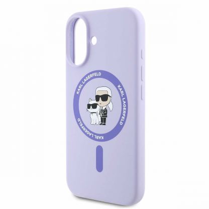 Karl Lagerfeld Liquid Silicone Karl and Choupette MagSafe Case - дизайнерски силиконов кейс с MagSafe за iPhone 16 (розов) 4
