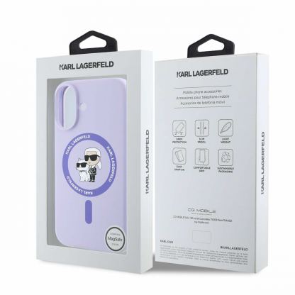 Karl Lagerfeld Liquid Silicone Karl and Choupette MagSafe Case - дизайнерски силиконов кейс с MagSafe за iPhone 16 (розов) 6
