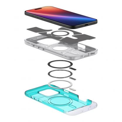 Spigen Classic C1 MagSafe Case - хибриден удароустойчив кейс с висока степен на защита с MagSafe за iPhone 16 Pro (син)  8