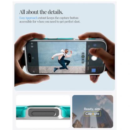 Spigen Classic C1 MagSafe Case - хибриден удароустойчив кейс с висока степен на защита с MagSafe за iPhone 16 Pro (син)  13