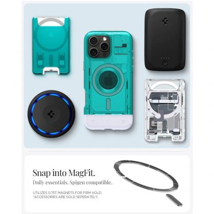 Spigen Classic C1 MagSafe Case - хибриден удароустойчив кейс с висока степен на защита с MagSafe за iPhone 16 Pro (син)  14