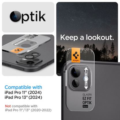 Spigen Metal Optik tR EZ Fit Lens Protector - предпазнo алуминиево защитно покритие за камерата на iPad Pro 13 (2024), iPad Pro 11 (2024) (черен) 7