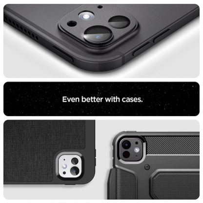 Spigen Metal Optik tR EZ Fit Lens Protector - предпазнo алуминиево защитно покритие за камерата на iPad Pro 13 (2024), iPad Pro 11 (2024) (черен) 11