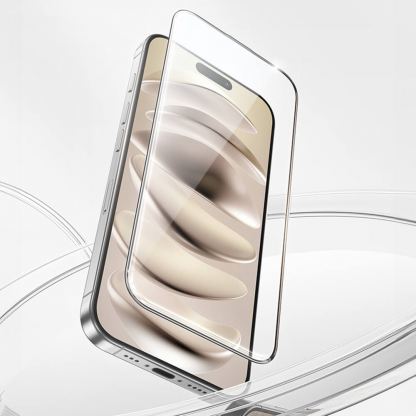 Benks Warrior HD Full Screen Tempered Glass - калено стъклено защитно покритие за дисплея на iPhone 16, iPhone 15, iPhone 14 Pro (черен-прозрачен) 5