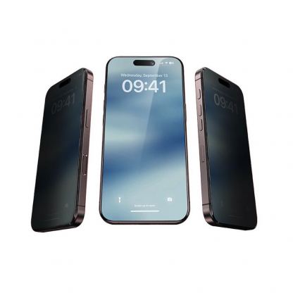 Benks Ultra Shield Privacy Tempered Glass - стъклено защитно покритие с определен ъгъл на виждане за дисплея на iPhone 16 Pro (черен-прозрачен)  2