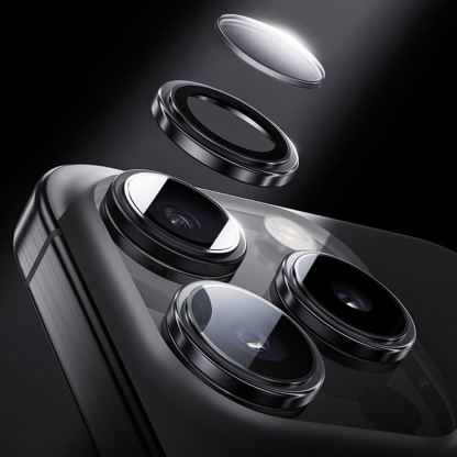 Benks Warrior Tempered Glass Camera Lens Protector - предпазни стъклени лещи за камерата на iPhone 16 Pro, iPhone 16 Pro Max (черен) 2