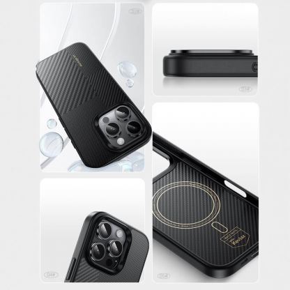 Benks Magnetic Montage Kevlar Metal Frame Case 600D - кевларен кейс с MagSafe за iPhone 16 Pro Max (черен) 5