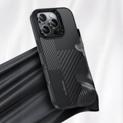 Benks Magnetic Montage Kevlar Metal Frame Case 600D - кевларен кейс с MagSafe за iPhone 16 Pro Max (черен) 6
