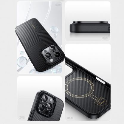 Benks Magnetic Montage Kevlar Metal Frame Case 600D - кевларен кейс с MagSafe за iPhone 16 Pro (черен) 5