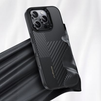 Benks Magnetic Montage Kevlar Metal Frame Case 600D - кевларен кейс с MagSafe за iPhone 16 Pro (черен) 6