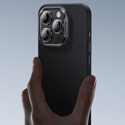 Benks Armor Air Kevlar Metal Frame Case 600D - кевларен кейс с MagSafe за iPhone 16 Plus (черен) 8