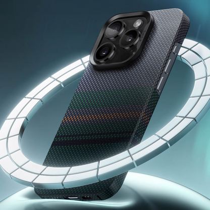 Benks Armor Air Aurora Kevlar Case 600D - кевларен кейс с MagSafe за iPhone 16 Pro (черен-зелен) 12