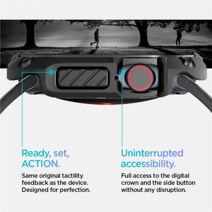 Spigen Tough Armor Case - хибриден удароустойчив кейс с вграден стъклен протектор за дисплея на Apple Watch 10 46мм (2024) (черен) 14
