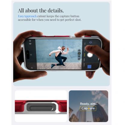 Spigen Classic C1 MagSafe Case - хибриден удароустойчив кейс с висока степен на защита с MagSafe за iPhone 16 Pro (червен)  14