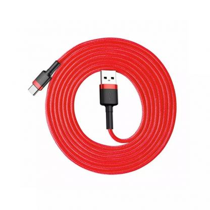 Baseus Cafule USB-A to USB-C Cable 18W (CATKLF-C09) - кабел с въжена оплетка и бързо зареждане за устройства с USB-C порт (200 см) (червен-черен) 5