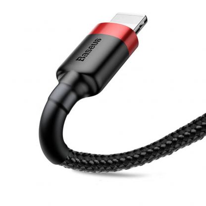 Baseus Cafule USB-A to USB-C Cable 3A (CATKLF-B91) - кабел с въжена оплетка и бързо зареждане за устройства с USB-C порт (100 см) (черен-червен) 4