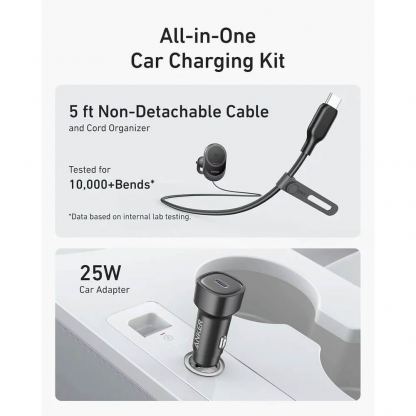 Anker MagGo Magsafe Wireless Car Charger Mount 15W with Car Charger - поставка за радиатора на кола с безжично зареждане и зарядно за кола за iPhone с Magsafe (черен) 2