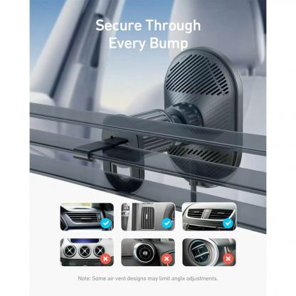 Anker MagGo Magsafe Wireless Car Charger Mount 15W with Car Charger - поставка за радиатора на кола с безжично зареждане и зарядно за кола за iPhone с Magsafe (черен) 4