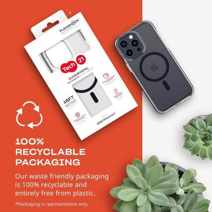 Tech21 EvoCrystal Hybrid MagSafe Case - хибриден удароустойчив кейс с MagSafe за iPhone 15 Pro (син-прозрачен) 5