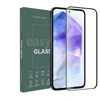 Mobile Origin EasyGlass Full Cover Tempered Glass - стъклено защитно покритие за дисплея на Samsung Galaxy A55 5G (черен-прозрачен) 2