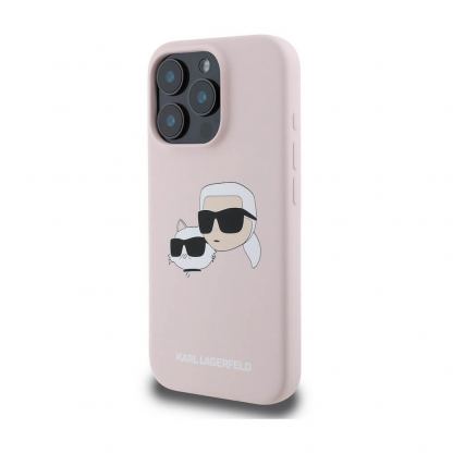 Karl Lagerfeld Liquid Silicone Double Heads MagSafe Case - дизайнерски силиконов кейс с MagSafe за iPhone 16 Pro Max (розов) 3