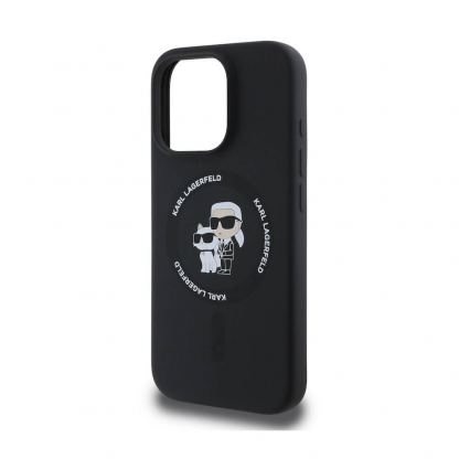 Karl Lagerfeld Liquid Silicone Karl and Choupette MagSafe Case - дизайнерски силиконов кейс с MagSafe за iPhone 16 Pro (черен) 4