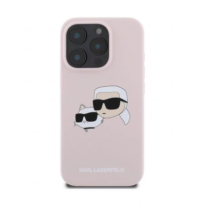 Karl Lagerfeld Liquid Silicone Double Heads MagSafe Case - дизайнерски силиконов кейс с MagSafe за iPhone 16 Pro (розов) 2