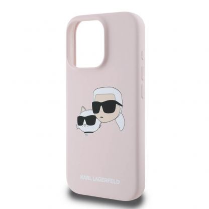 Karl Lagerfeld Liquid Silicone Double Heads MagSafe Case - дизайнерски силиконов кейс с MagSafe за iPhone 16 Pro (розов) 4