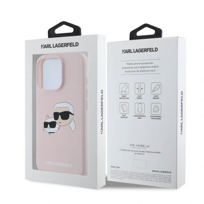 Karl Lagerfeld Liquid Silicone Double Heads MagSafe Case - дизайнерски силиконов кейс с MagSafe за iPhone 16 Pro (розов) 6