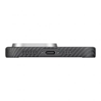Pitaka MagEZ Ultra Slim Case 5 Aramid Fiber 600D - кевларен кейс с MagSafe за iPhone 16 Pro Max (черен-сив)  5