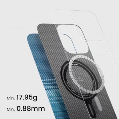 Pitaka Moonrise MagEZ Case 5 Aramid Fiber MagSafe Case - кевларен кейс с MagSafe за iPhone 16 (син)  4