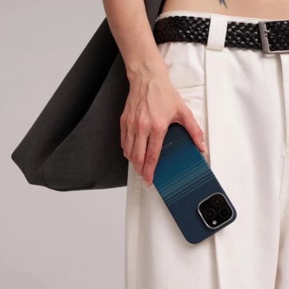 Pitaka Moonrise MagEZ Case 5 Aramid Fiber MagSafe Case - кевларен кейс с MagSafe за iPhone 16 (син)  5