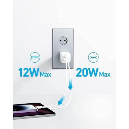 Anker 323 Fast Wall Charger 33W - захранване за ел. мрежа с USB-A и USB-C изходи и технология за бързо зареждане (бял) 7