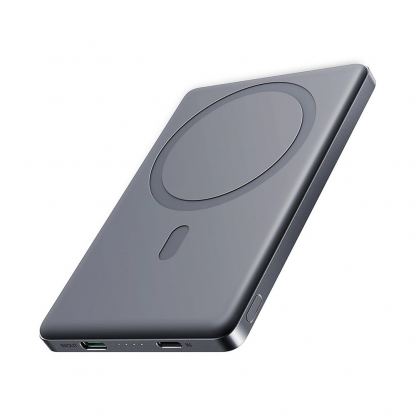 Joyroom Ultra Slim Magnetic Wireless Quick Charging Power Bank 5000 mAh 20W - преносима външна батерия с Lightning порт, USB-C изход и безжично зареждане с MagSafe (сив) 2