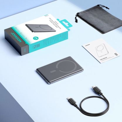 Joyroom Ultra Slim Magnetic Wireless Quick Charging Power Bank 5000 mAh 20W - преносима външна батерия с Lightning порт, USB-C изход и безжично зареждане с MagSafe (сив) 9