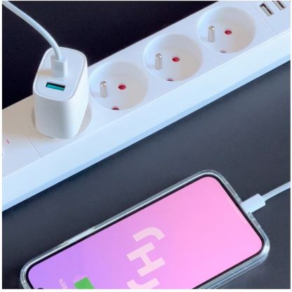 Joyroom Dual Port Fast Charger 20W - захранване за ел. мрежа с USB-A и USB-C изходи и технология за бързо зареждане (бял) 3