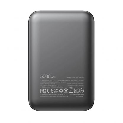 Joyroom LED Power Bank 5000 mAh 12W - преносима външна батерия с USB-C порт, и 2xUSB-A изхода (черен) 3