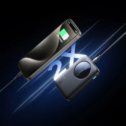 Joyroom LED Power Bank 5000 mAh 12W - преносима външна батерия с USB-C порт, и 2xUSB-A изхода (черен) 11