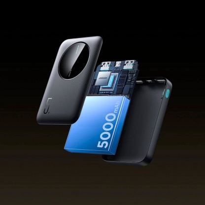 Joyroom LED Power Bank 5000 mAh 12W - преносима външна батерия с USB-C порт, и 2xUSB-A изхода (черен) 12