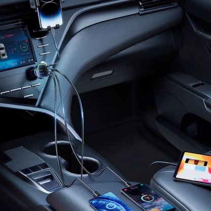 Joyroom Four Port Quick Car Charger 70W - зарядно за кола с 2xUSB-C и 2xUSB-A изходи с технология за бързо зареждане (тъмносив) 7