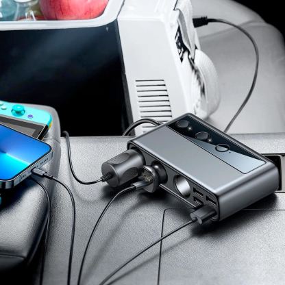 Joyroom 9-in-1 Car Charger 154W - зарядно за кола с 1xUSB-C и 5xUSB-A изходи и 3 извода за запалка (черен) 7