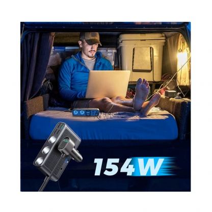 Joyroom 9-in-1 Car Charger 154W - зарядно за кола с 1xUSB-C и 5xUSB-A изходи и 3 извода за запалка (черен) 8