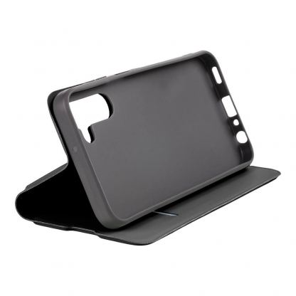 OBALME SmoothTouch Leather Flip Case - кожен калъф, тип портфейл с поставка и отделение за кр. карти за Samsung Galaxy A55 5G (черен) 3