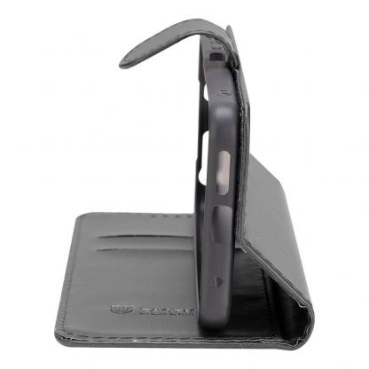 Tactical Field Notes Leather Flip Case - кожен калъф, тип портфейл с поставка и отделение за кр. карти за Samsung Galaxy A55 5G (черен) 2