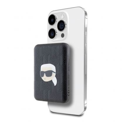Karl Lagerfeld Embossed Karl and Choupette Magnetic Wireless Power Bank 5000 mAh 15W - преносима външна батерия с USB-C порт и безжично зареждане с MagSafe (черен) 3