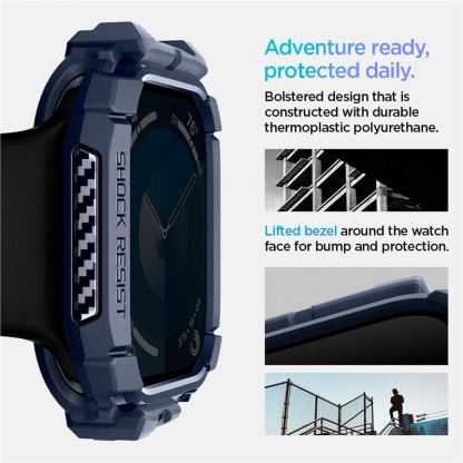 Spigen Rugged Armor Case - удароустойчив TPU кейс за Apple Watch 10 46мм (2024) (тъмносин) 10