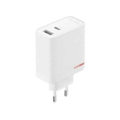 OnePlus GaN SUPERVOOC Dual Port Fast Wall Charger 80W - захранване за ел. мрежа за лаптопи, смартфони и таблети с USB-C изход с технология за бързо зареждане USB-C кабел (бял) 2